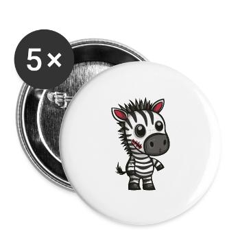 Zebra Halloween Lustig Zombie - Buttons groß 56 mm (5er Pack) - Weiß - Vorne
