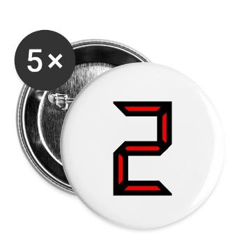 2. 2 JAHRE. 2. JUBILÄUM. GEBURTSTAG 2 JAHRE. 2 - Buttons groß 56 mm (5er Pack) - Weiß - Vorne
