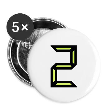 2. HAPPY BIRTHDAY. JOYEUX ANNIVERSAIRE. CHIFFRE - Lot de 5 grands badges (56 mm) - blanc - Devant
