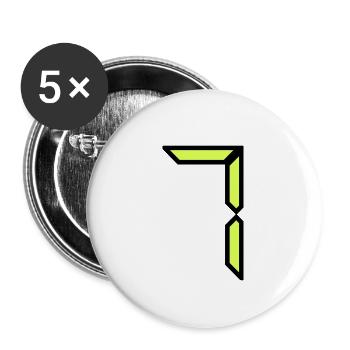 7 JAHRE. 7. JAHRESTAG. GEBURTSTAG 7 JAHRE. 7 - Buttons groß 56 mm (5er Pack) - Weiß - Vorne