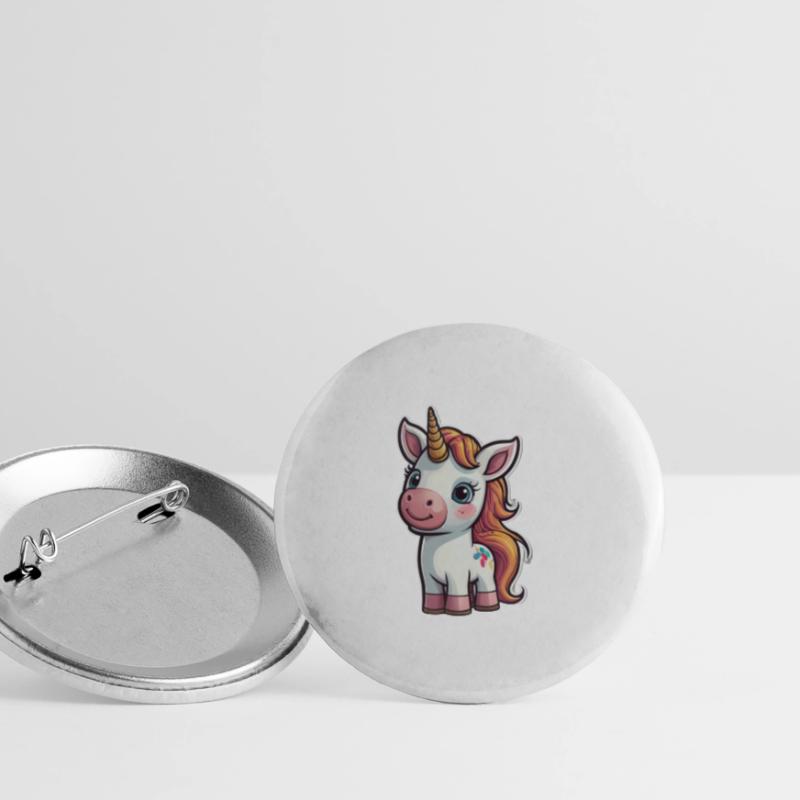 Comic-Einhorn Buttons groß 56 mm (5er Pack)
