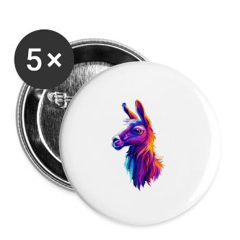 Lama für Lama Liebhaber - Buttons groß 56 mm (5er Pack) - Weiß - Vorne