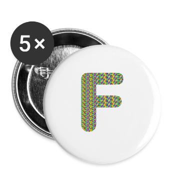 Colorful Heart F Design – Unique & Stylish! - Buttons large 2.2''/56 mm (5-pack) - white - Front