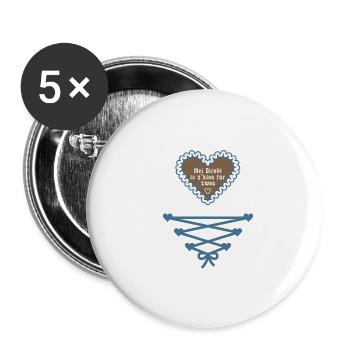 Mei Dirndl is z'kloa für zwoa - Bayern - Buttons groß 56 mm (5er Pack) - Weiß - Vorne