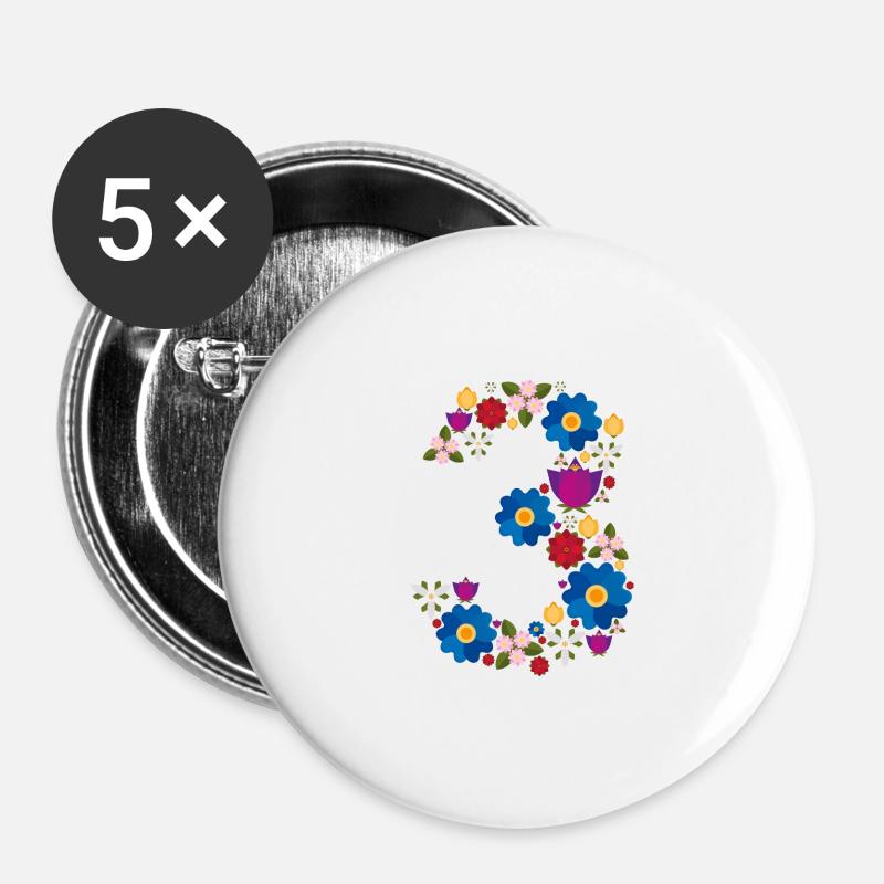 Flowers 3 - Buttons large 2.2''/56 mm (5-pack) - white