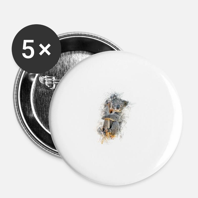 Koala - Buttons groß 56 mm (5er Pack) - Weiß