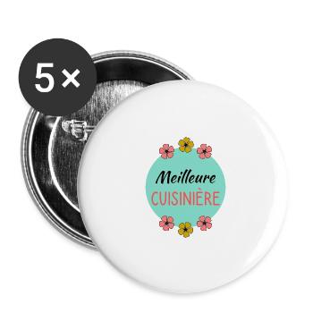 BONNE FÊTE. FÊTE DES MÈRES. FÊTE DES PÈRES. FÊTE - Lot de 5 grands badges (56 mm) - blanc - Devant