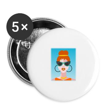 FEMME. FILLE. ADOLESCENT. JOURNEE DE LA FEMME - Lot de 5 grands badges (56 mm) - blanc - Devant