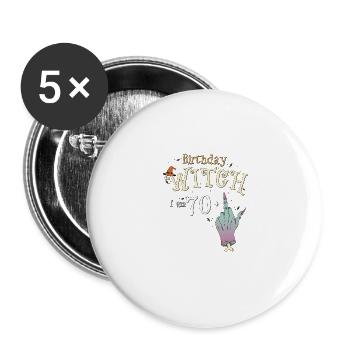 Sorcière Drôle HallowQueen 71ème Anniversaire Halloween - Lot de 5 grands badges (56 mm) - blanc - Devant