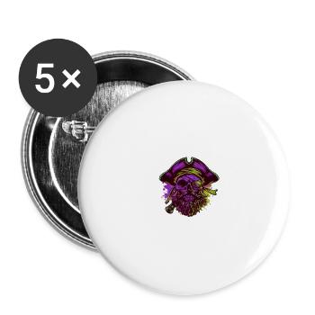 Pirate Skull Captain - Buttons large 2.2''/56 mm (5-pack) - white - Front