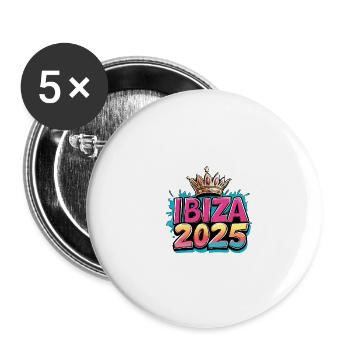 Ibiza 2025 Couronne - Lot de 5 grands badges (56 mm) - blanc - Devant