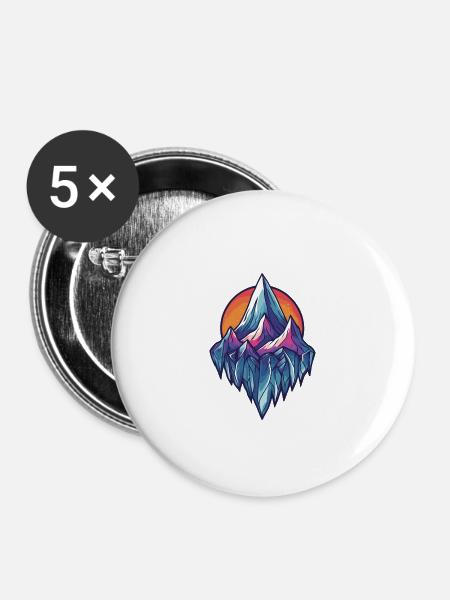 Eisberge Symbol Berge - Buttons groß 56 mm (5er Pack) - Weiß