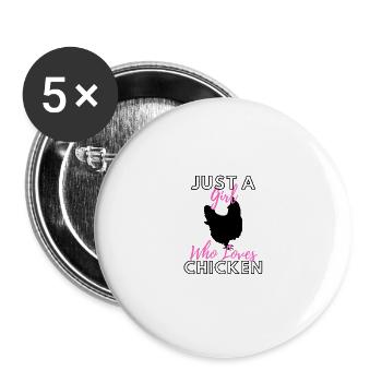 Huhn - Buttons groß 56 mm (5er Pack) - Weiß - Vorne