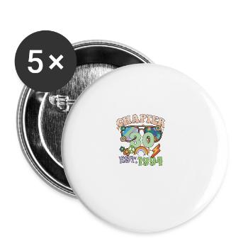 Turning 30 30th Birthday Retro Theme Peace Sign - Buttons groß 56 mm (5er Pack) - Weiß - Vorne