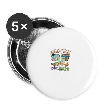 Turning 45 45th Birthday Retro Theme Peace Sign - Buttons groß 56 mm (5er Pack) - Weiß - Vorne