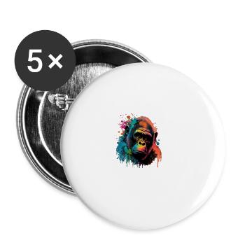 Gorille coloré Splash Art Expression - Lot de 5 grands badges (56 mm) - blanc - Devant