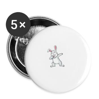 Happy Bunny Dabbing Fun Animation - Buttons groß 56 mm (5er Pack) - Weiß - Vorne