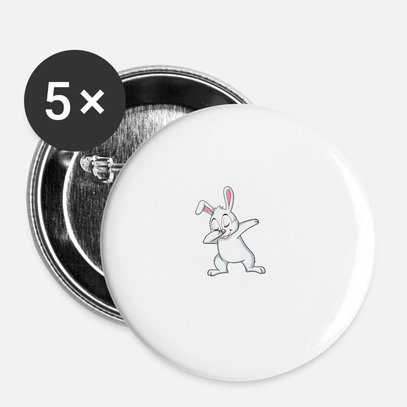 Happy Bunny Dabbing Fun Animation - Buttons large 2.2''/56 mm (5-pack) - white