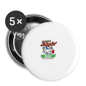 Straight Trippin' To Greece With My Tribe Family - Buttons groß 56 mm (5er Pack) - Weiß - Vorne