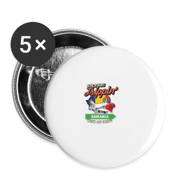 Voyage direct en Roumanie avec ma famille de tribu - Lot de 5 grands badges (56 mm) - blanc - Devant