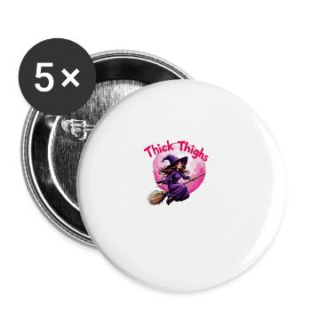 Dicke Oberschenkel Halloween Besen Reiten Spaß Hexenkunst - Buttons groß 56 mm (5er Pack) - Weiß - Vorne
