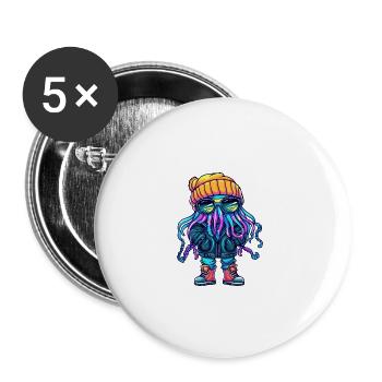 Qualle Winter Comic - Buttons groß 56 mm (5er Pack) - Weiß - Vorne