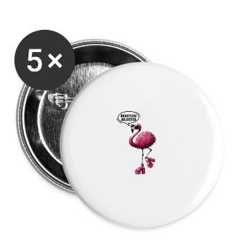 Bratitude Adjusted Flamingo Social Media Trend - Buttons large 2.2''/56 mm (5-pack) - white - Front