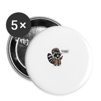 Fashion Icon Raccoon Fuhgeddaboudit Humor Design - Buttons large 2.2''/56 mm (5-pack) - white - Front
