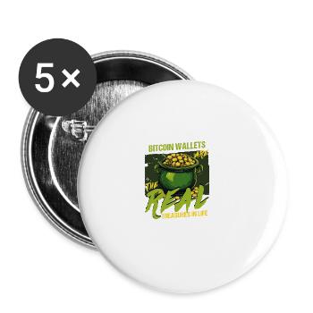 St Patricks Day Bitcoin Wallets The Real Treasures - Buttons large 2.2''/56 mm (5-pack) - white - Front