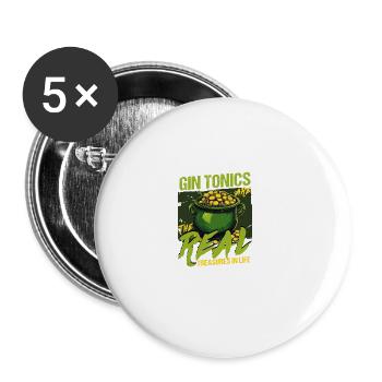 St Patricks Day: Gin Tonics Are The Real Treasures - Buttons large 2.2''/56 mm (5-pack) - white - Front