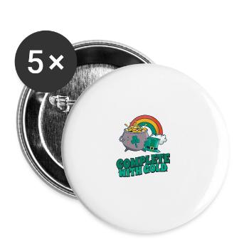 Complet avec de l’or - Inspiré de l’arc-en-ciel et de la fortune - Lot de 5 grands badges (56 mm) - blanc - Devant