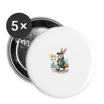 Stylish Walking Bunny Art - Buttons large 2.2''/56 mm (5-pack) - white - Front