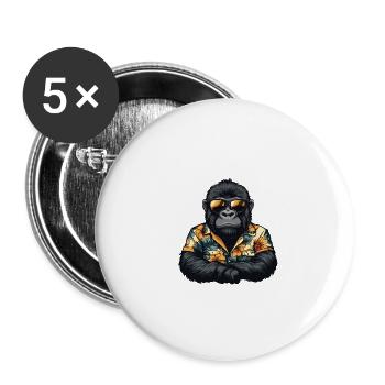 Gorilla Bande Dessinée Cool Été - Lot de 5 grands badges (56 mm) - blanc - Devant
