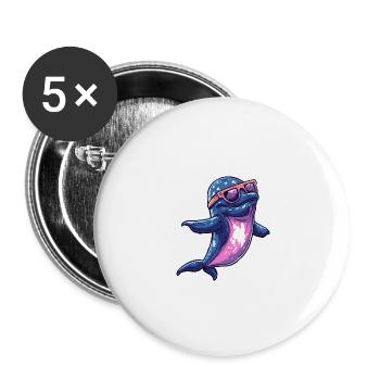 Baleine Cool Été - Lot de 5 grands badges (56 mm) - blanc - Devant