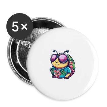 Schnecke Cool Sommer - Buttons groß 56 mm (5er Pack) - Weiß - Vorne