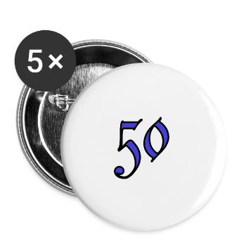 50. 50 ANS. 50e ANNIVERSAIRE. ANNIVERSAIRE 50 ANS. - Lot de 5 grands badges (56 mm) - blanc - Devant