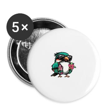 Kolibri Vogel Cool Sommer - Buttons groß 56 mm (5er Pack) - Weiß - Vorne
