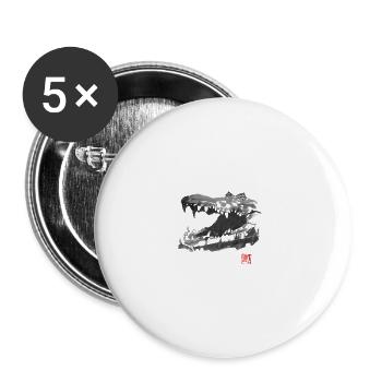 crocodile - Lot de 5 grands badges (56 mm) - blanc - Devant