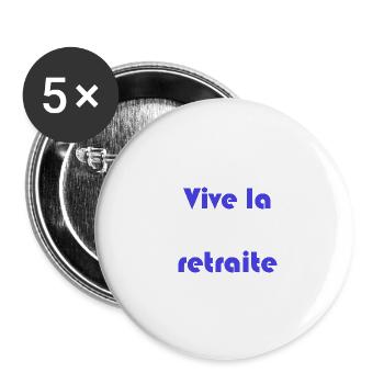 RETRAITE. RETRAITE. RETRAITEE. RETRAITE - Lot de 5 grands badges (56 mm) - blanc - Devant