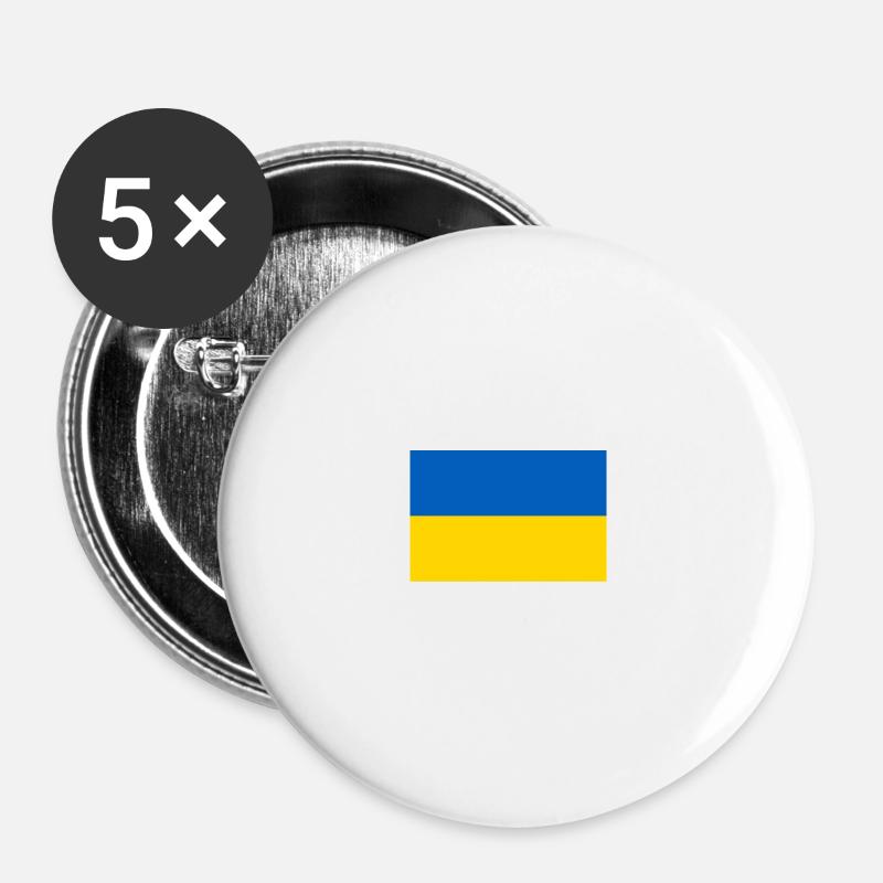 Ukraine Flag - Buttons large 2.2''/56 mm (5-pack) - white