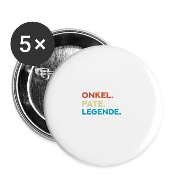 Patenonkel Legende Taufpate - Buttons groß 56 mm (5er Pack) - Weiß - Vorne