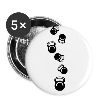 Hantel gewichte icon - Buttons groß 56 mm (5er Pack) - Weiß - Vorne