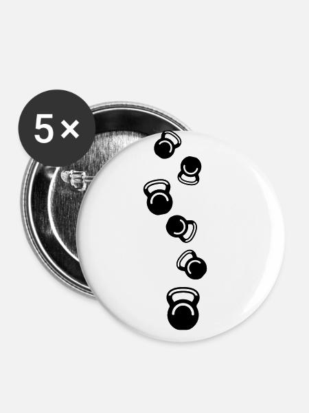 Hantel gewichte icon - Buttons groß 56 mm (5er Pack) - Weiß