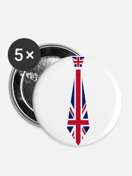 Krawatte Great Britain - Buttons groß 56 mm (5er Pack) - Weiß