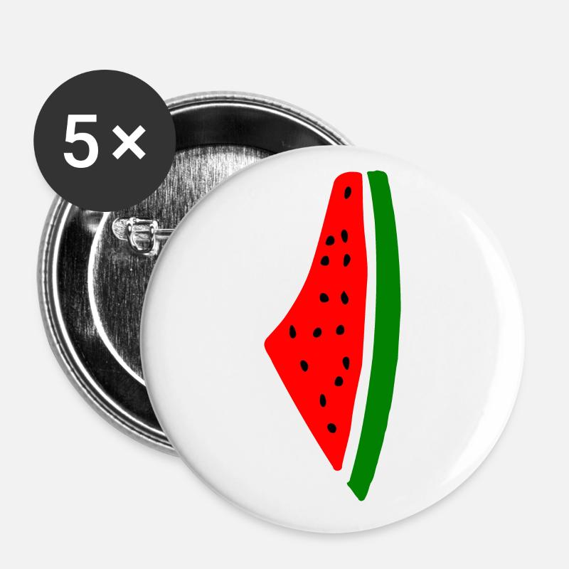 Wassermelone Melone - Buttons groß 56 mm (5er Pack) - Weiß