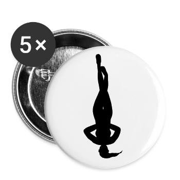 Yoga flexible en silhouette blanche - Lot de 5 grands badges (56 mm) - blanc - Devant