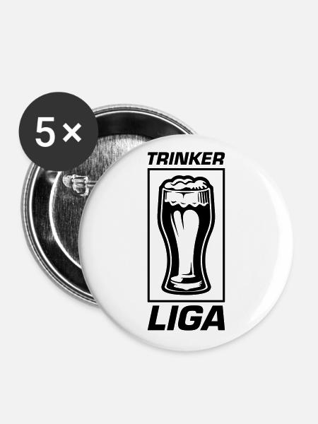 Trinker Liga - Buttons groß 56 mm (5er Pack) - Weiß