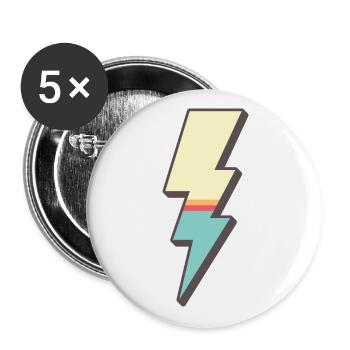 Blitz - Buttons groß 56 mm (5er Pack) - Weiß - Vorne