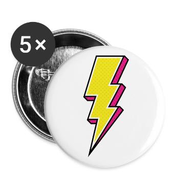 Blitz - Buttons groß 56 mm (5er Pack) - Weiß - Vorne