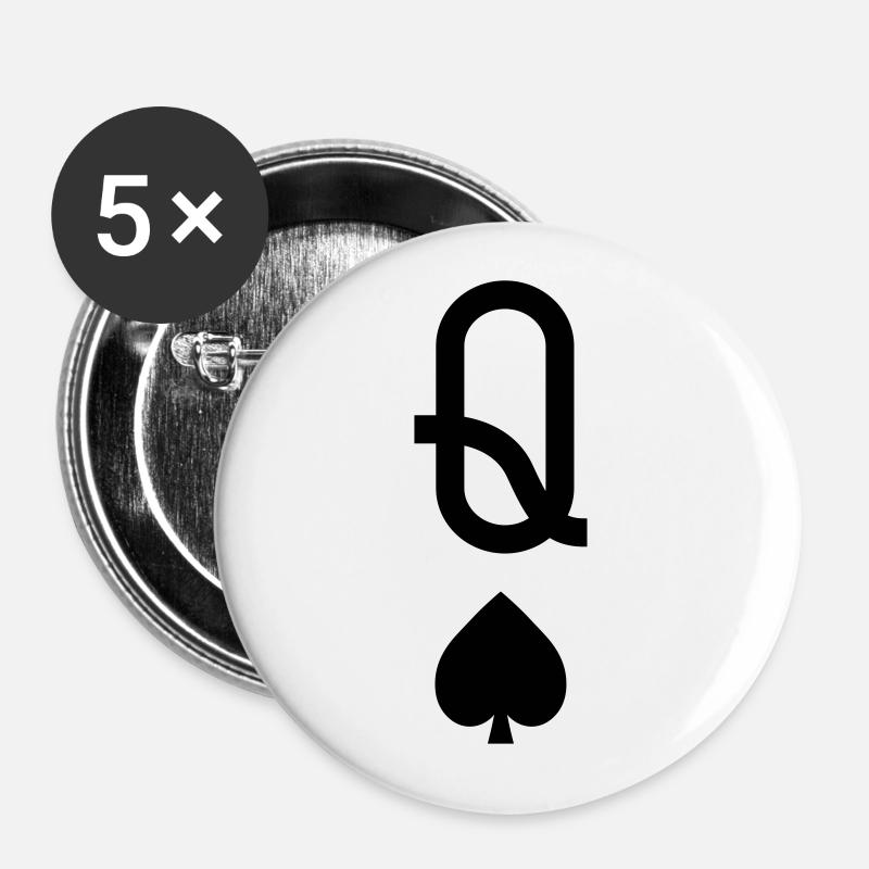 Dame Pik - Buttons groß 56 mm (5er Pack) - Weiß